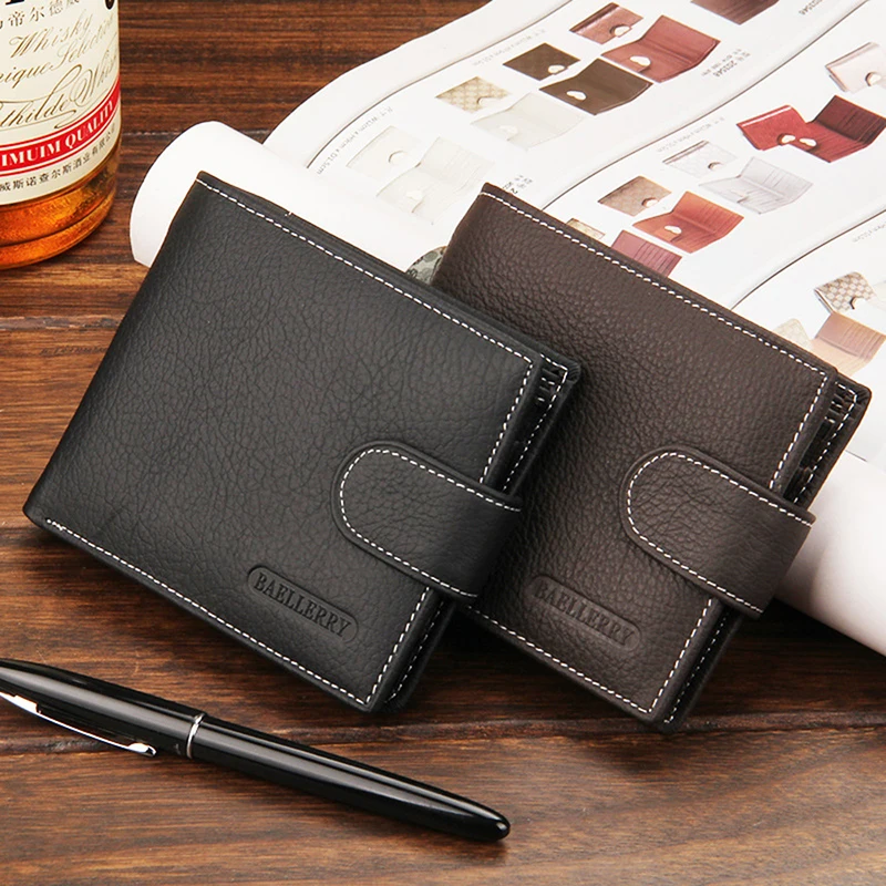 

Leather men's wallet, short retro buckle dollar multi-function wallet men, wallet, multi-function credit card package