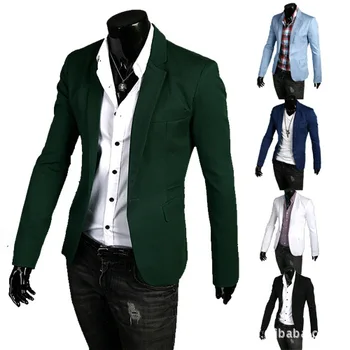 

2018 Rushed Mens Blazer Slim Fit Suit Jacket New Spring Autumn Outwear Coat Cotton Sleeve Single Button Suits for Men