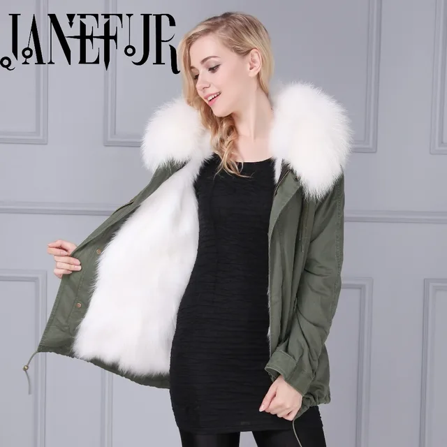 Cheap Women outwear thick parkas real fox fur lining winter jacket coat With oversized natural Raccoon Fur Collar