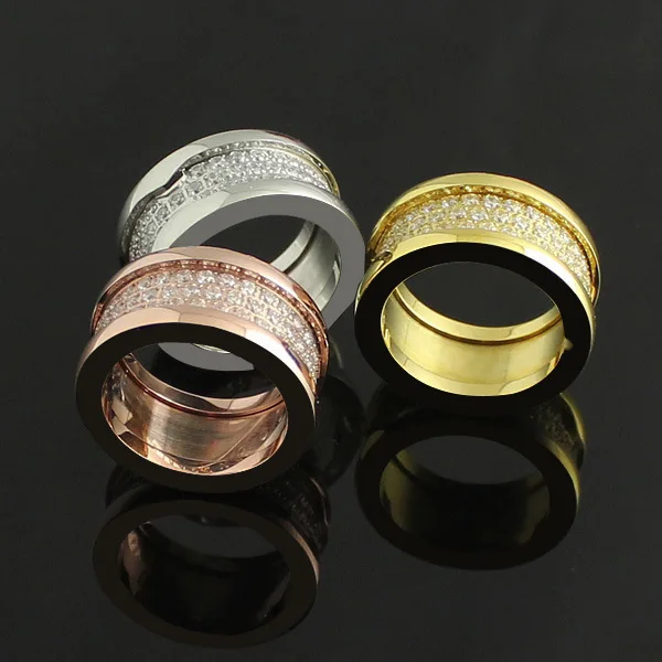 

2018 new Brand Fashion bulgaria jewelry luxury stainless steel three rows full CZ rings for women men couple engagement ring