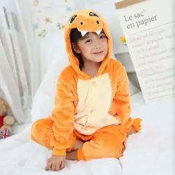 Kid Kigurumi Charmander Pajama для девочек новый год зима Мягкий комбинезон свободные костюм зайца Малыш Косплей