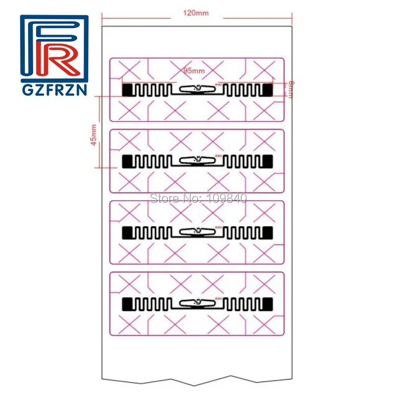 500 шт. метка Диапазона uhf RFID для EPC E41 лобовое стекло этикетка наклейка для стоянки транспортного средства контроля доступа по отпечаткам 110*40 мм