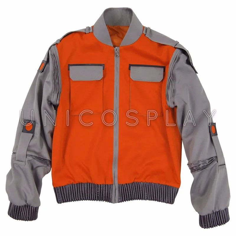 Back To Future Marty Mcfly Jacket Cosplay Costume Man Coat New Casual Outwear Halloween Suit with Pocket