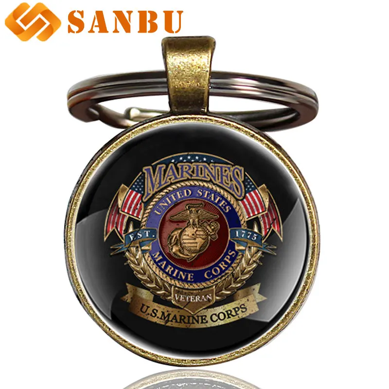 Морской пехоты США брелок Классический Соединенные Штаты морской пехоты логотип худохественное стекло кабошон брелок для ключей