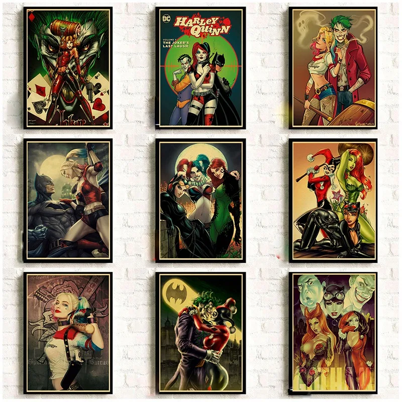 

Vintage Suicide Squad Harley Quinn Movie Poster Home Decor Kraft Paper Poster Art Picture Printed Wall Decor