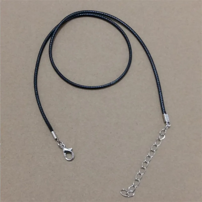 

2017 new wholesale Adjustable Black Necklace Braided PU Leather Rope Cord String 2mm For DIY Jewelry Making lobster clasp chain