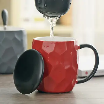 

Nordic simple office tea compartment ceramic mug with cover spoon home creative drinking glass