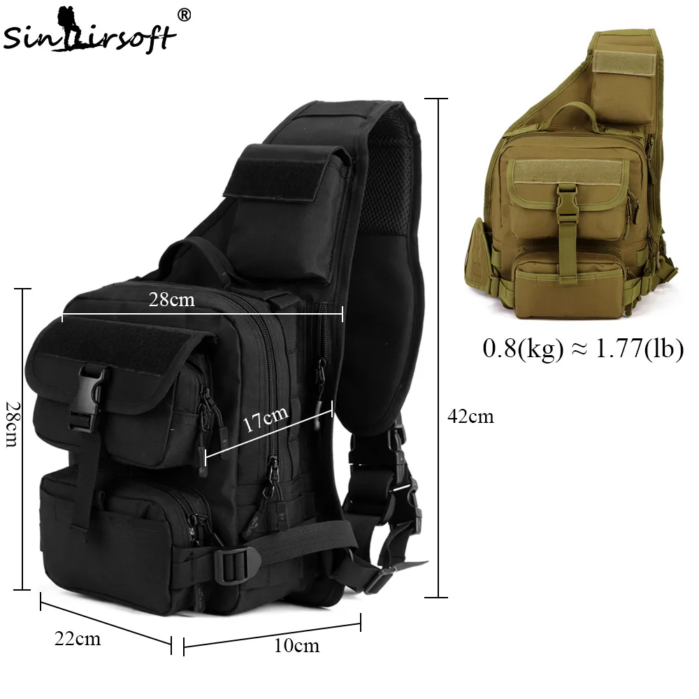 SINAIRSOFT Chest bag Camouflage Men's bag Nylon One Single Shoulder Man Large Capacity Travel Military Message Molle Bags LY0040