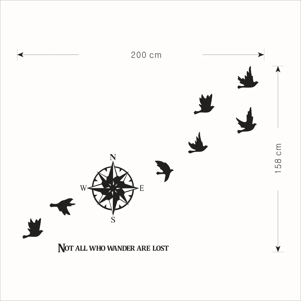  Art Design home dekoration Vinyl Kompass Wand Aufkleber abnehmbare bunte haus decor PVC segeln GPS 