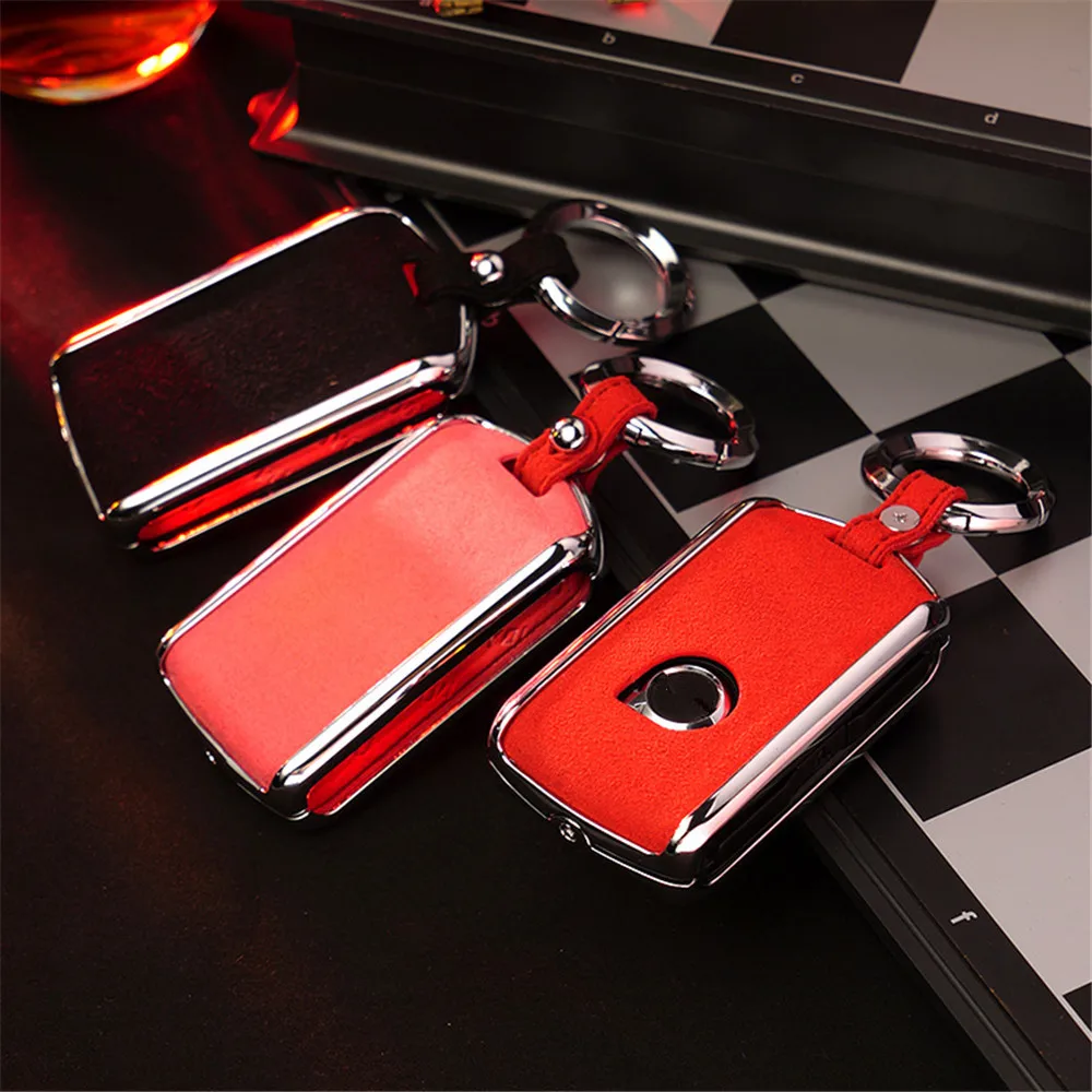 Car Styling car key case accessories car Key Cover Genuine Leather Galvanized Alloy For Volvo