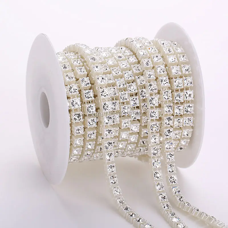 10yards 6mm Crystal Rhinestone Pearl 