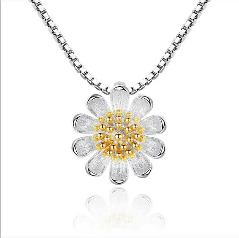 

Everoyal Cute Flower Pendant Necklace Girls Accessories Trendy 925 Sterling Silver Necklace For Women Jewelry Fashion Lady Gift