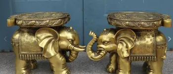 

20" China Pure Bronze Wealth Fish Apples Elephant Animal Statue Pair