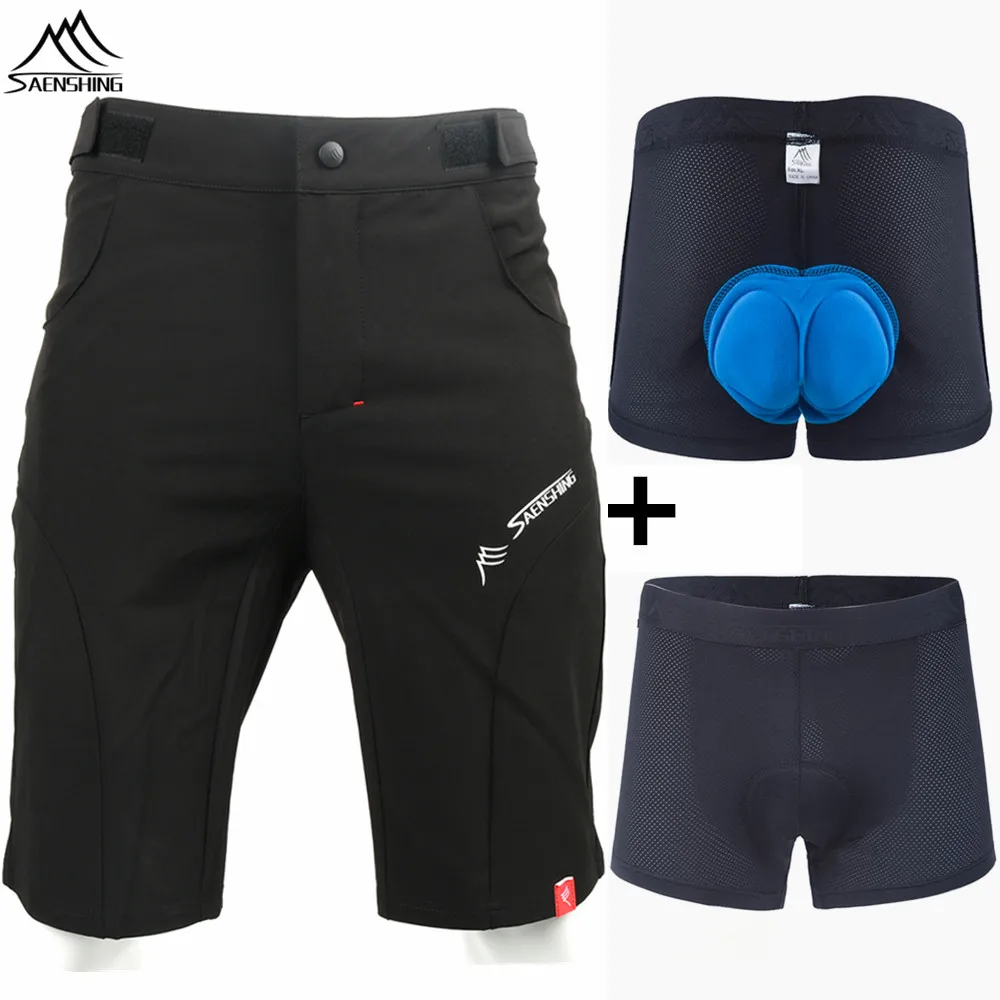 SAENSHING Black Downhill Mtb Shorts Men+Gel Padded Bike Underwear Mtb