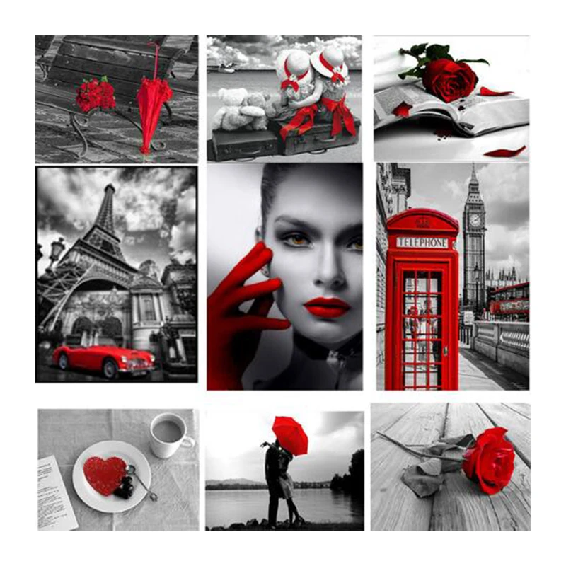 NEW 5d diy full Diamond embroidery Red and black series diamond painting Cross Stitch Rhinestone mosaic decor | Дом и сад