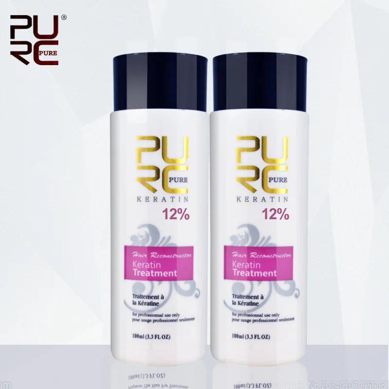

12% Formalin keratin smoothing and shine hair treatment hot sale 2pcs 100ml PURC keratin repair damaged hair care set