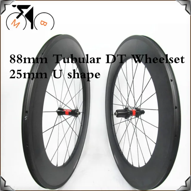 Cheap 700C Racing Bicycle carbon wheels 88mm Carbon DT 240s Road Bike Wheelset Tubular 3K cadre carbone 25mm width