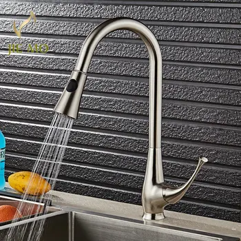 

360 Rotate Pull Out Faucet Chrome/Nickel Brushed Swivel Kitchen Sink Mixer Tap Kitchen Faucet Vanity Faucet Elegent Style 9056
