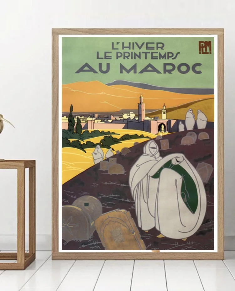 

Vintage Africa Travel Posters Morocco Paquet Classic Canvas Paintings Wall Posters Stickers Home Decor Gift