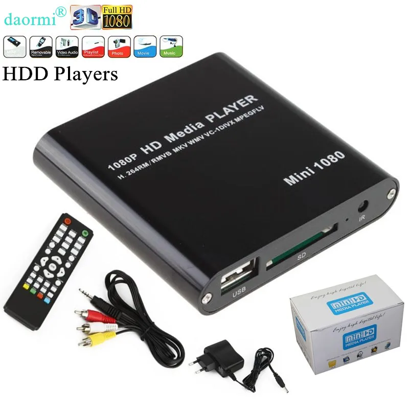 Мини Full HD 1080P USB внешний HDD плеер с SD MMC U диск Поддержка MKV AVI HDMI медиа видео плеер ИК пульт дистанционного управления Blu-Ray плеер