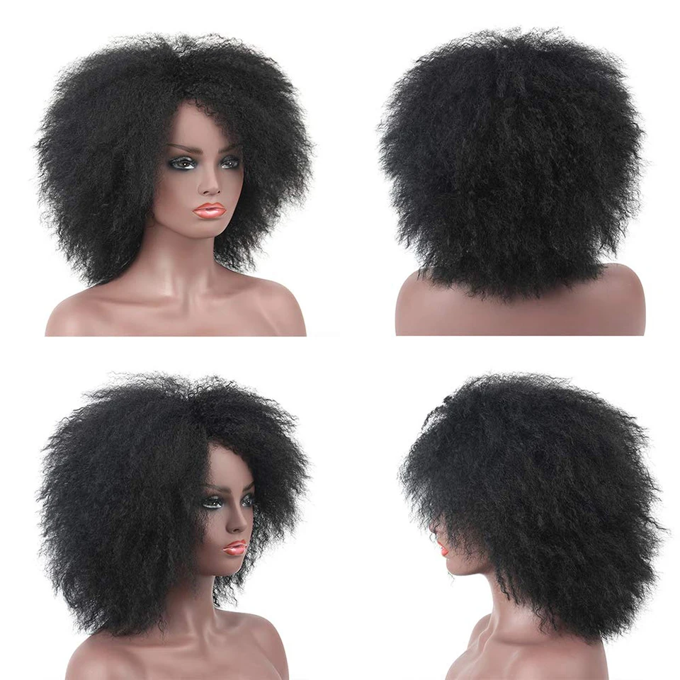 Peluca AOSI corta pelo mullido Afro rizado negro marrón Natural resistente al calor sintético Cosplay pelucas para mujeres negras Peluca AOSI corta pelo mullido Afro rizado negro marrón Natural resistente al calor sintético Cosplay pelucas para mujeres negras