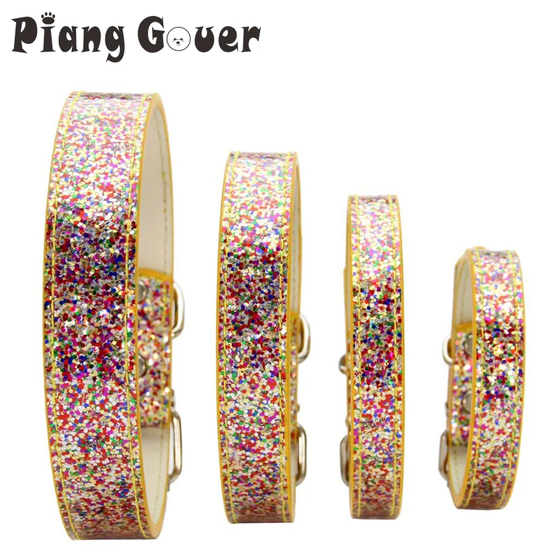 

Bling PU Leather Dog Collar Colorful Pattern Puppy Neck Strap For Small Medium Dogs Chihuahua Cat Pet Collars