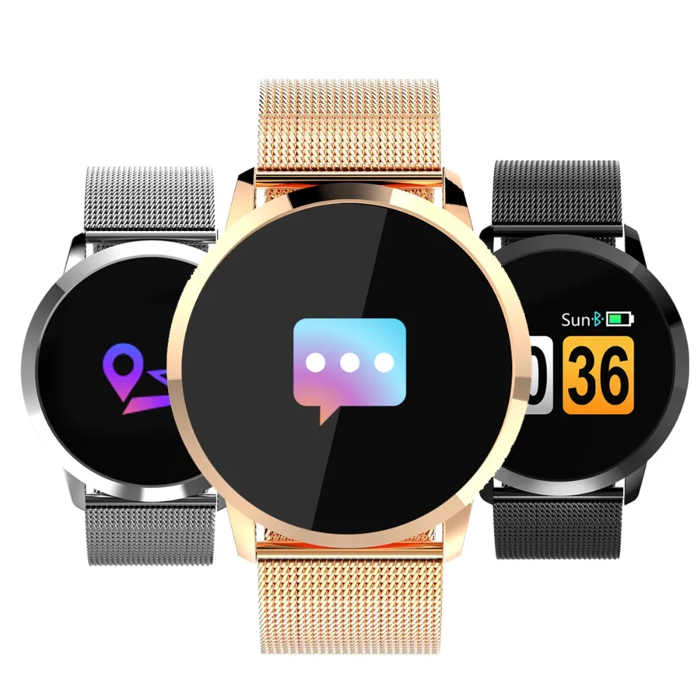 New Q8 OLED Bluetooth Smart Watch Stainless Steel Waterproof Wearable Device Smartwatch Wristwatch Men Women Fitness Tracker