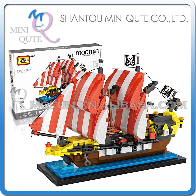 

Mini Qute LOZ Black Seas Barracuda pirate ship diamond plastic cube building blocks bricks cartoon animal educational toy