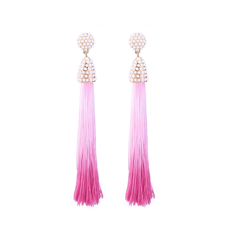

Bulk Price 2 Color Pink&Green Cotton Tassel Fringe Twinkling Ethnic Fashion Earrings Long Acrylic Drop Earrings Jewelry