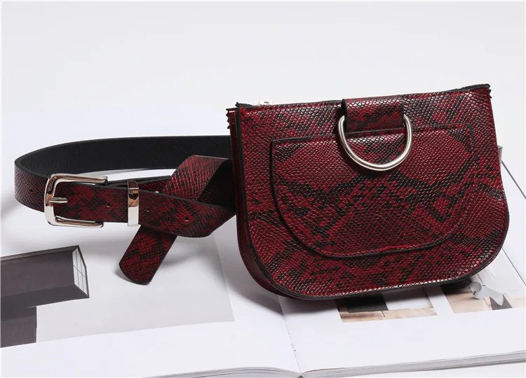 Роскошные из змеиной кожи Для женщин поясная сумка Мода змеиной кожи поясной ремень сумки Высокое качество женский кошелек поясная сумка