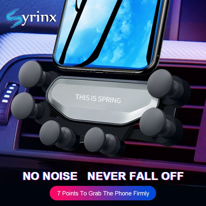 

Syrinx 2019 New Arrival Car Phone Holder Air Vent Mount Stand for iPhone XS X XR Samsung Smartphone Bracket Gravity Cell Support