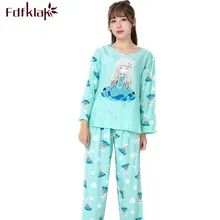 Новинка года Для женщин спортивный костюм сезон: весна–лето Модная хлопковая одежда с длинными рукавами, одежда для сна, Пижамный комплект для женские пижамы сексуальное женское белье Q321