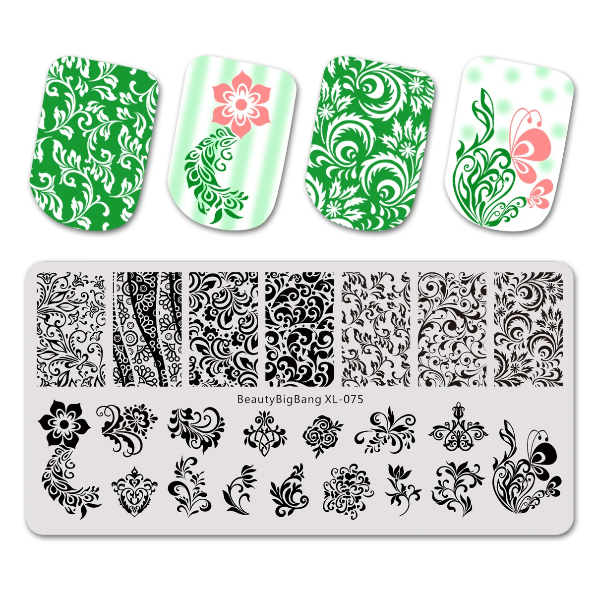 BeautyBigBang 1 шт. прямоугольные пластины для штамповки ногтей летние цветочные геометрические наклейки для ногтей шаблон и форма для ногтей трафареты BBB XL-003