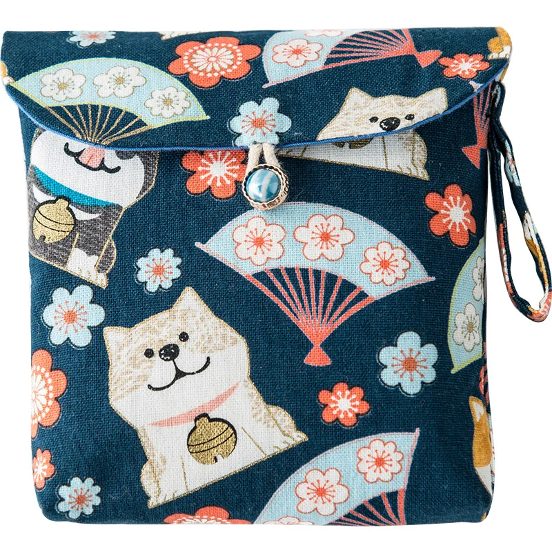 

Japanese-style Women Small Cotton Storage Bag Purse Case Girls Sanitary Napkins Package Storage Bag Travel Outdoor Holder Bag 08