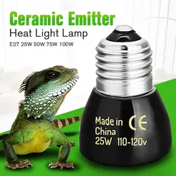 Pet нагревательная лампа лампочка E27 25 W 50 W 75 W 100 W Мини Инфракрасный Керамика излучатель лампа для обогрева черного цвета для рептилии для