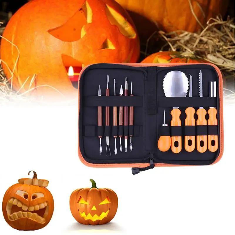 

11PCS / Set of Stainless Steel Children's Halloween Pumpkin Carving Tool Set Cutter Fruit Cutter Pumpkin Lamp Carving