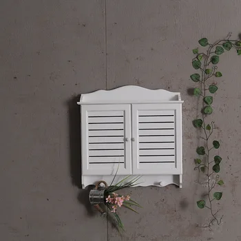 

Creative Home Furnishing Pastoral White Wooden Louver Distribution Box Hollow Shutter Wall Hanging Home Decorative 49*45*5.5cm