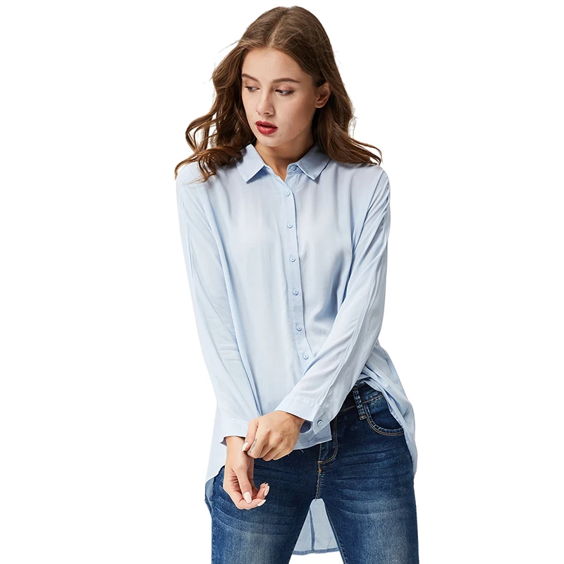  GLO-STORY Women's Casual Button Blouse 2018 Autumn Long Sleeve Shirts Solid Loose Classic Tops Blus