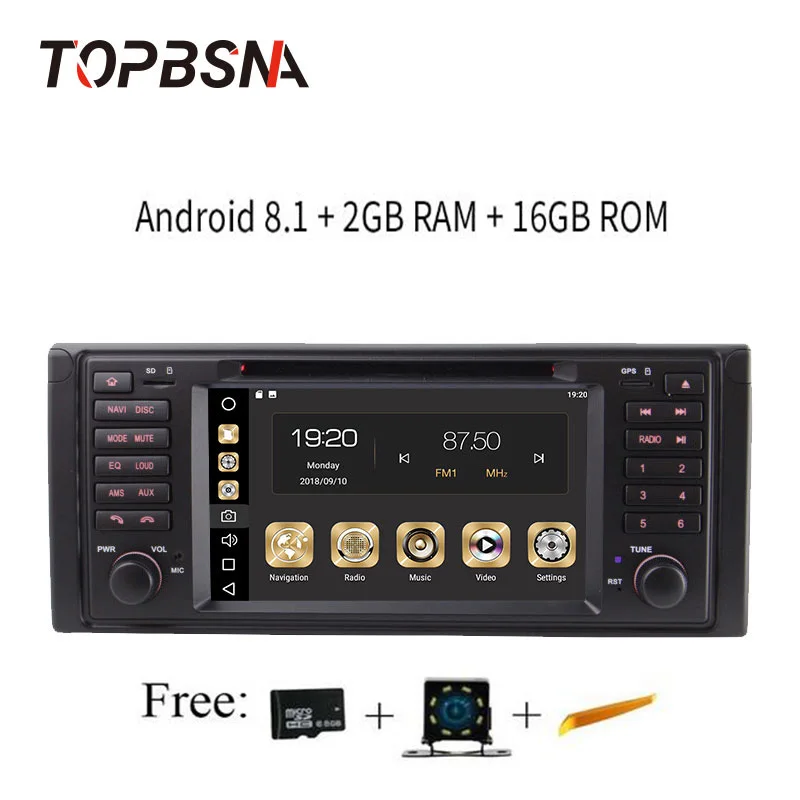 

TOPBSNA 1 Din Car Multimedia Player Android 8.1 For BMW/E39/X5/E53 GPS Navi Stereo Automotivo MIRROR LINK USB WIFI RDS FM AM BT