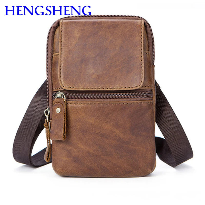 Hengsheng hot selling genuine font b leather b font men chest bag with top quality cow