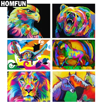 

HOMFUN Full Square/Round Drill 5D DIY Diamond Painting "Colorful Animals" 3D Embroidery Cross Stitch 5D Home Decor Gift