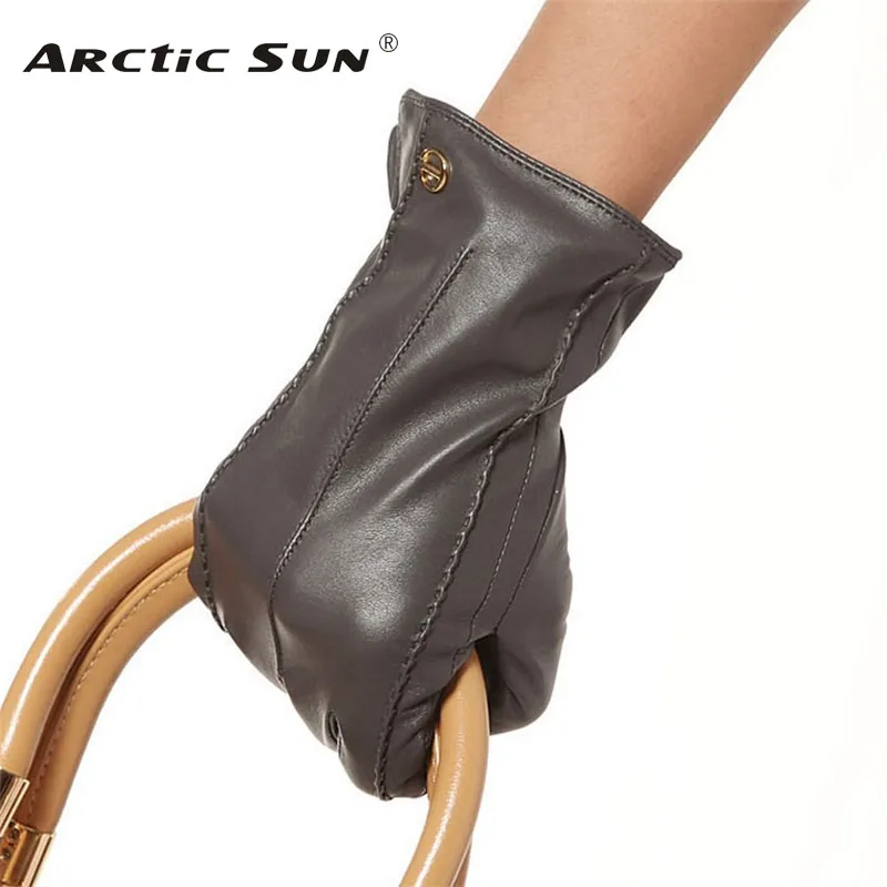Брендовые перчатки из натуральной кожи высокого качества женские кожаные перчатки Модные трендовые зимние теплые кожаные перчатки для вождения EL023NR