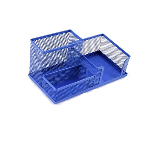 XRHYY сетчатый ящик для хранения, канцелярская коробка, железная сетка, многофункциональный держатель для карандашей, Настольная организация, большая емкость, ручка, ведро - Цвет: Blue