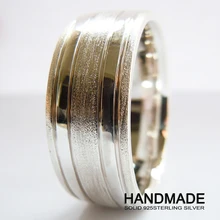 10mm Mens Wedding Band Anillo de Plata de Ley Maciza