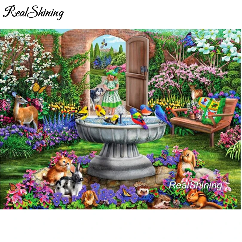 

REALSHINING Full Square,Diamond Embroidery,5D,Diamond Painting,Garden Flowers Cross Stitch,Diamond Mosaic,Needleworks FS1457