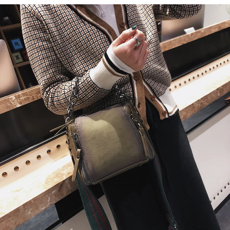 Скрабовая кожаная сумка через плечо, женская сумка на цепочке с широким ремешком, сумка-мессенджер на плечо, женская брендовая сумка-мешок с клапаном, шикарный дизайн, сумка