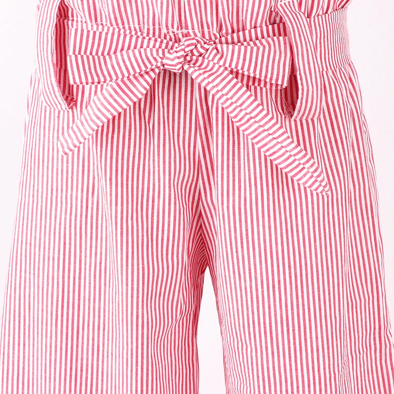 Комплект одежды для девочек, новый брендовый розовый клетчатый топ и штаны в полоску для детей, Лидер продаж, комплекты одежды для малышей