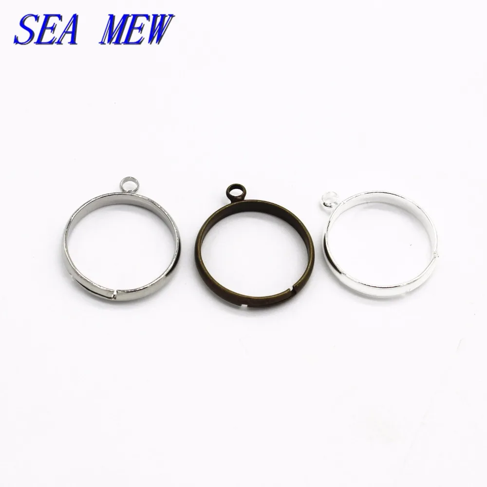 SEA MEW 50 шт модное медное кольцо с установкой родия серебряного цвета золотое