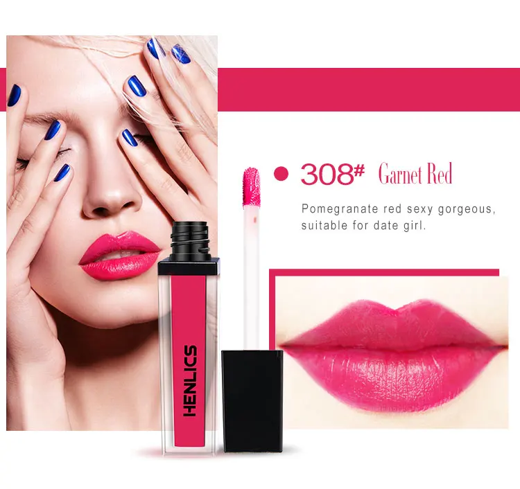 HENLICS 10 Colors Trendy Liquid Lipstick Hot Sale Sexy Lip Paint Waterproof Long Lasting Lipstick Lip Gloss Makeup Cosmetics (13)