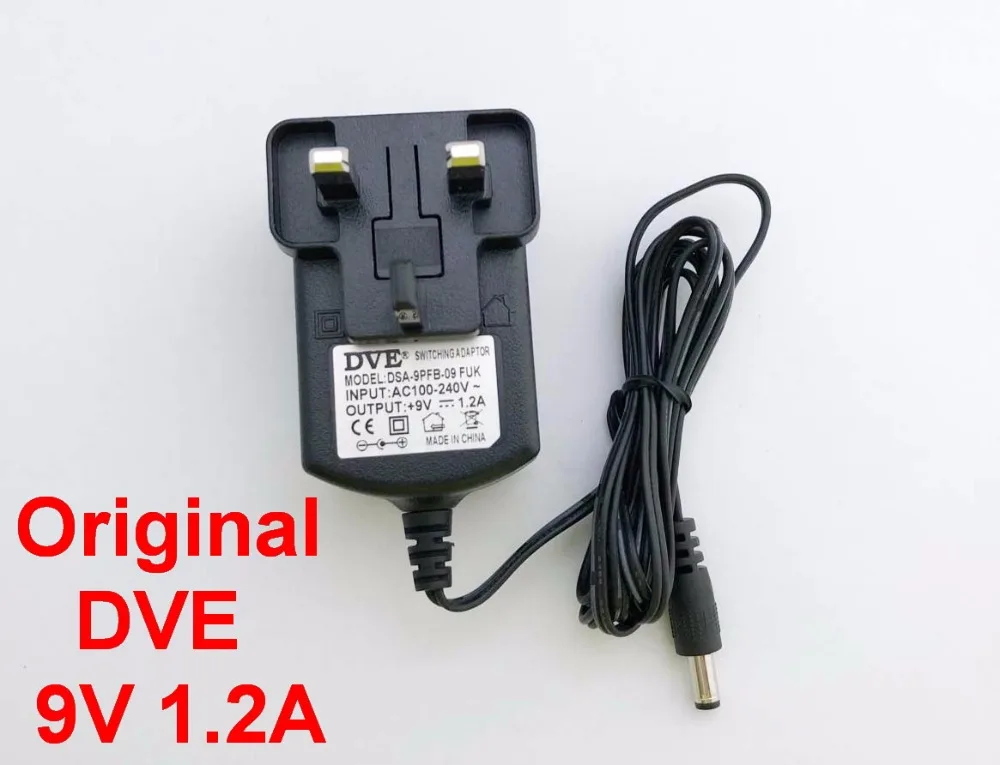 100PCS Original DVE DC 9V 1.2A AC 100V 240V Converter Switching power adapter 1200mA Supply UK